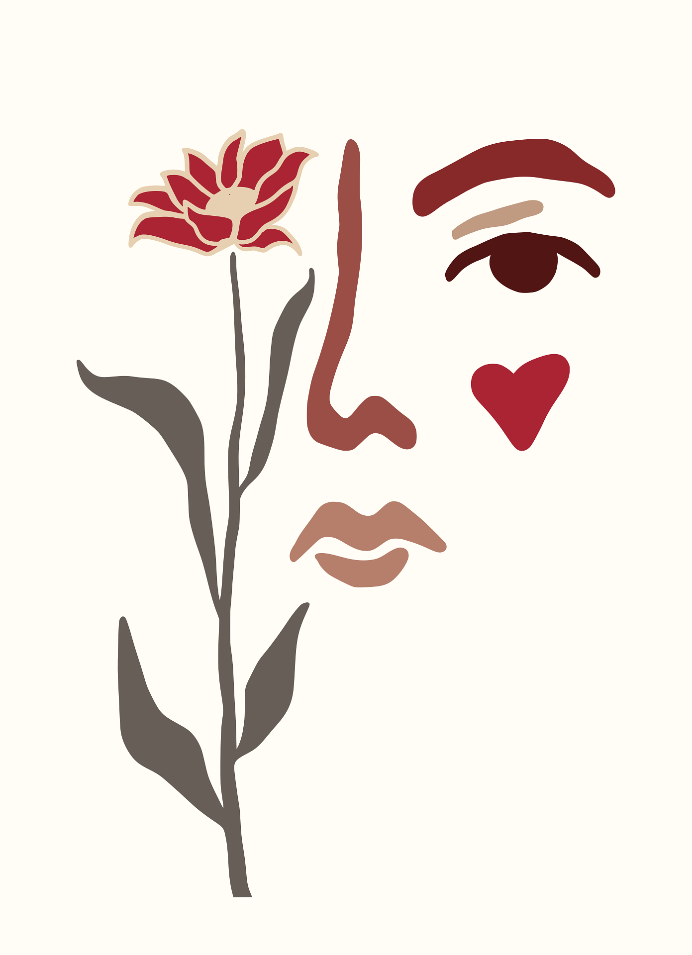 Abstract illustration of a face and flower